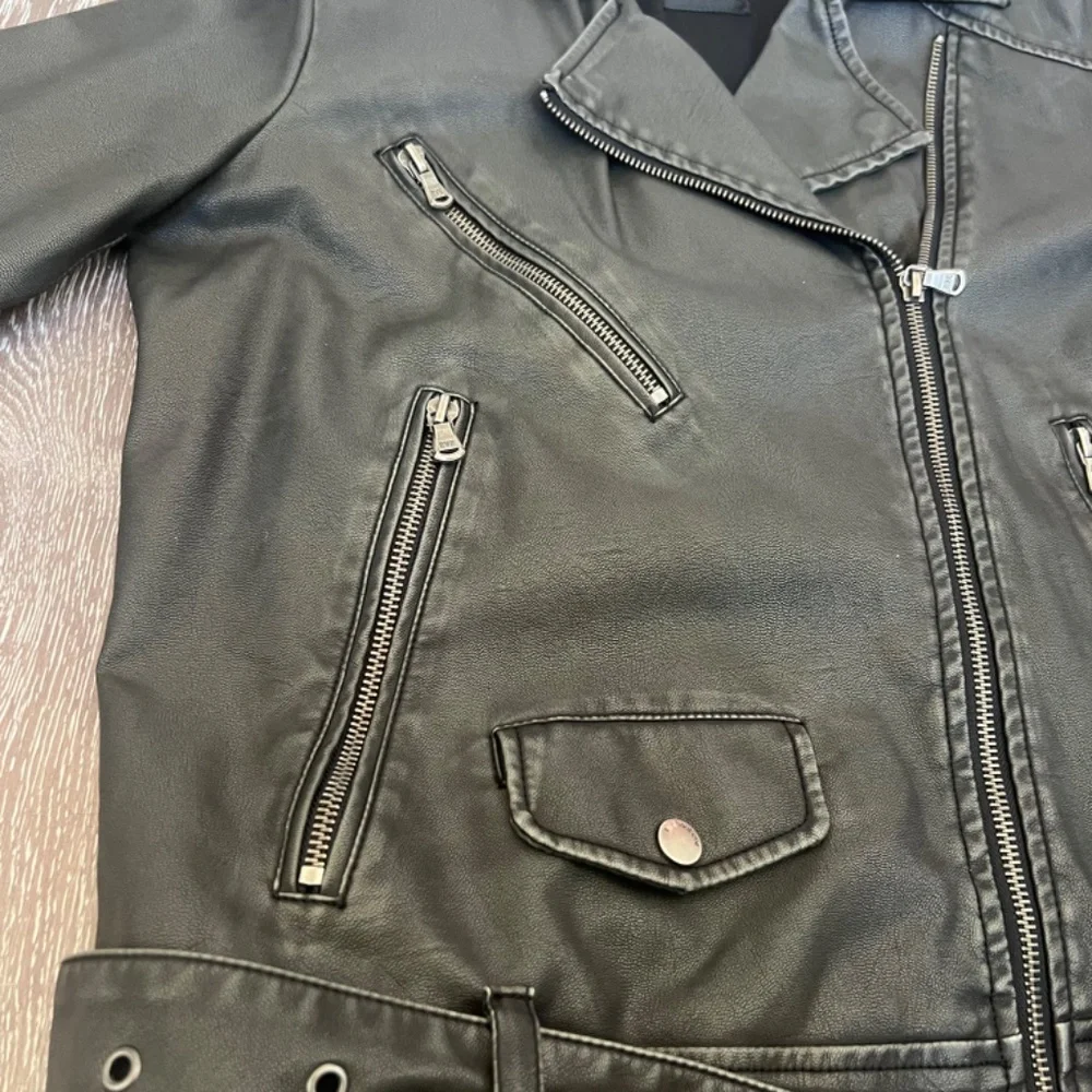 Vegan Faux Leather Moto Jacket Size 2 - Picture 5 of 13